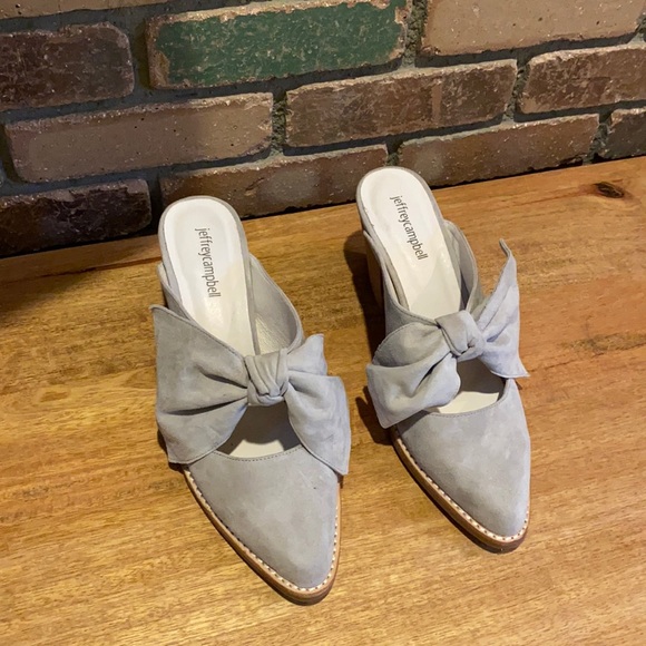 Anthropologie Shoes - Anthropologie Gray Mules with Bow Detail